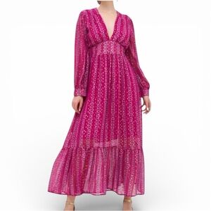 Oliphant Tie Back Maxi Dress in Melrose Magenta Size XS